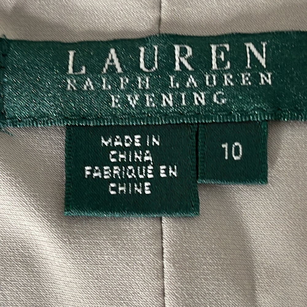 Metallic Silver Foil Stretch Ralph Lauren Evening Dress - Picture 16 of 17